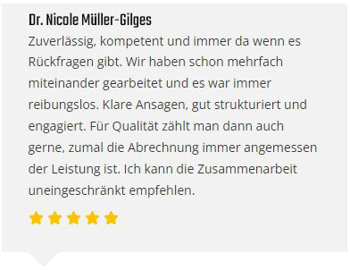 Dr. Nicole Müller Gilges Kundenstimme